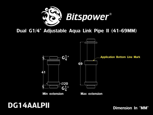 토리시스템즈,Carbon Black Dual G1/4" Adjustable Aqua Link Pipe II (41-69MM)