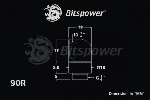토리시스템즈,G1/4 Silver Shining Rotary 90-Degree IG1/4 Adapter