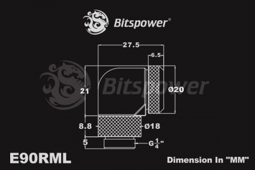 토리시스템즈,Silver Shining Enhance Rotary G1/4" 90-Degree Multi-Link Adapter