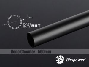 Bitspower None Chamfer Brass Hard Tubing OD12MM Carbon Black - Length 500 MM