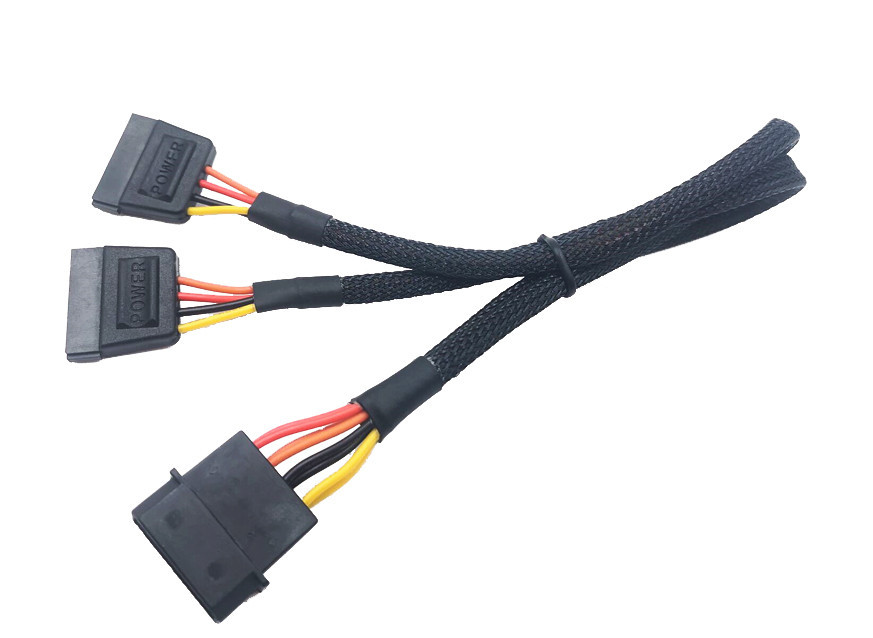 토리시스템즈,Molex To Dual SATA Cable (30cm) Black Sleeved