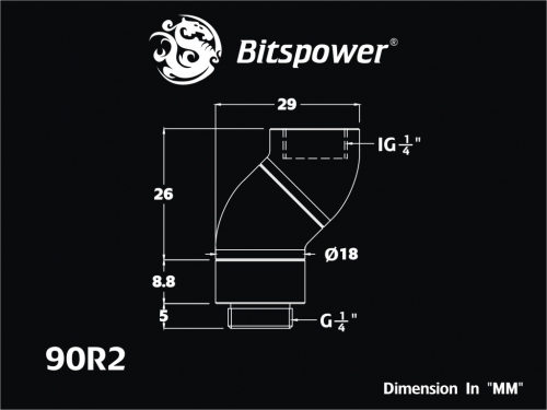 토리시스템즈,G1/4 Carbon Black Dual Rotary 90-Degree IG1/4 Extender